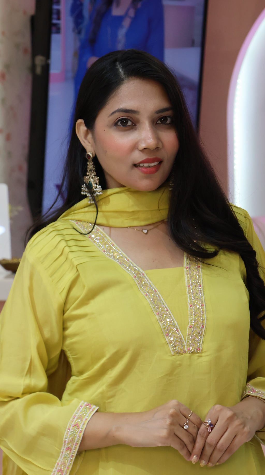Premium Lime Yellow Mul Chanderi Salwar -YVS756