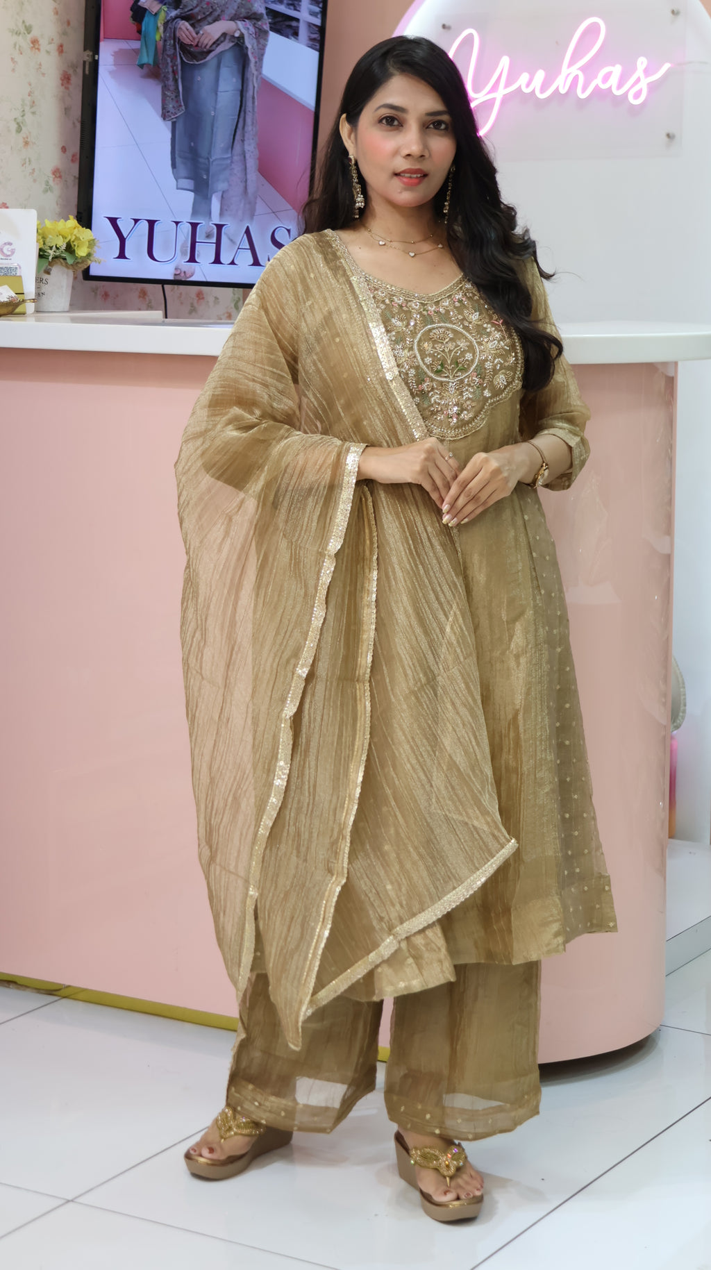 Premium Golden Salsa Anarkali Salwar -YVS783