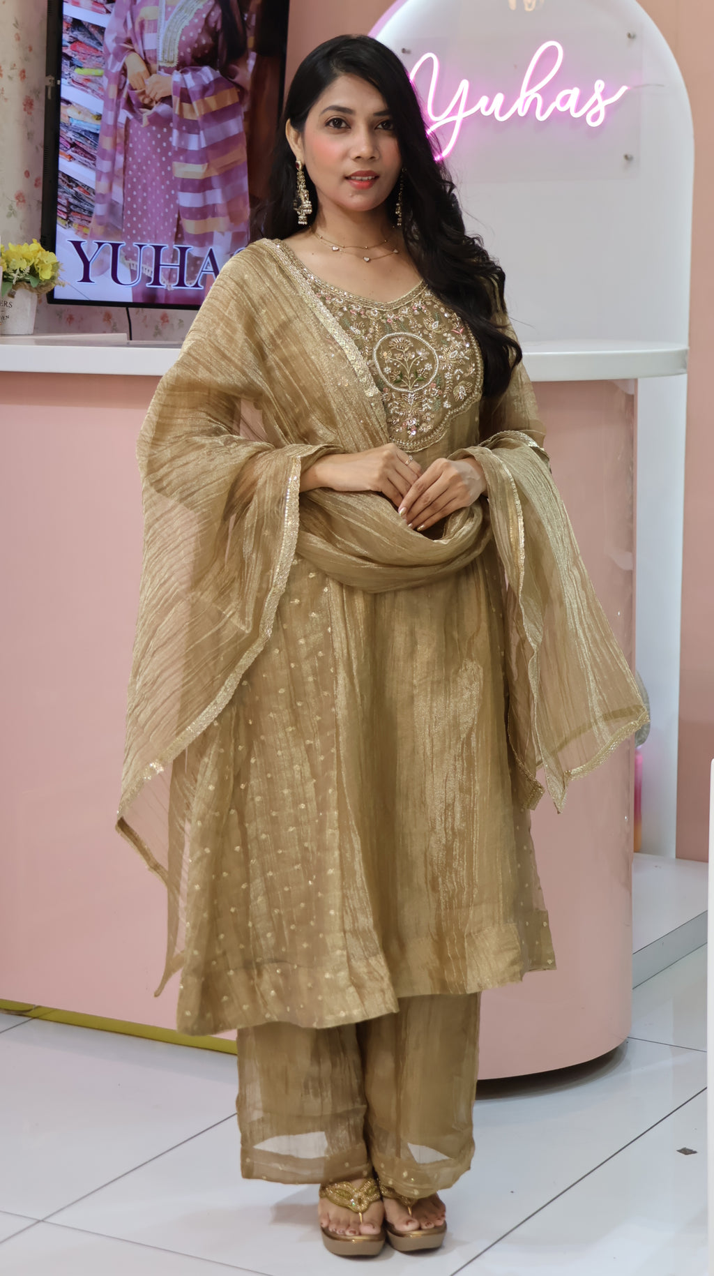 Premium Golden Salsa Anarkali Salwar -YVS783