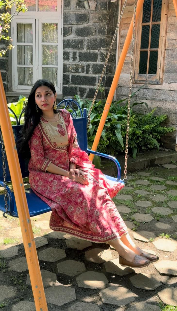 Pink Angrakha patter anarkali