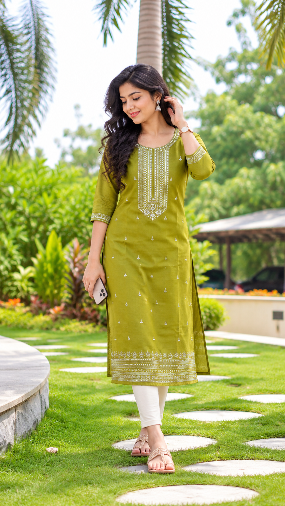 olive green kurti
