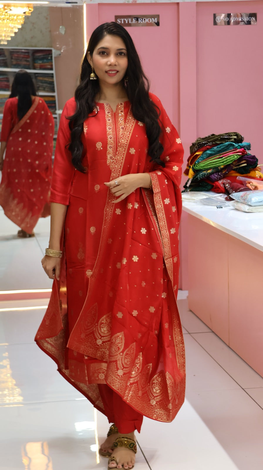 Premium Banarasi Red salwar