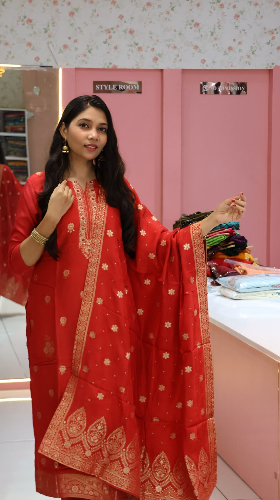 Premium Banarasi Red salwar