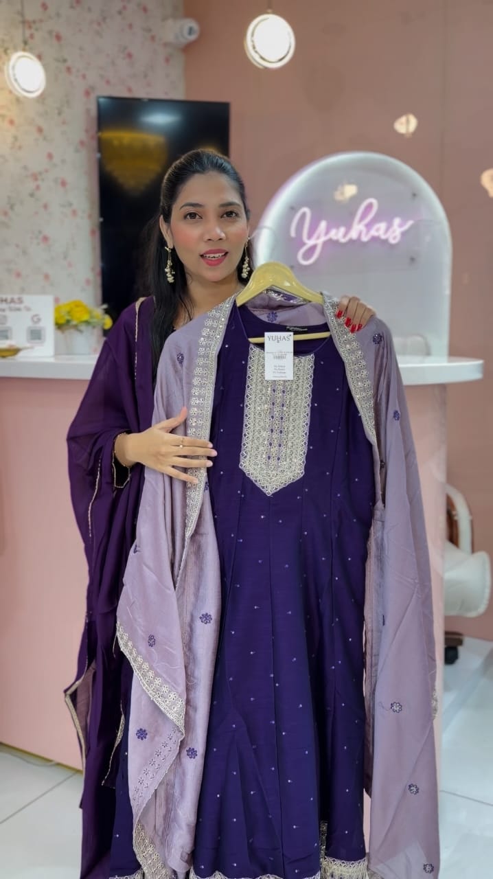 purple contrast anarkali