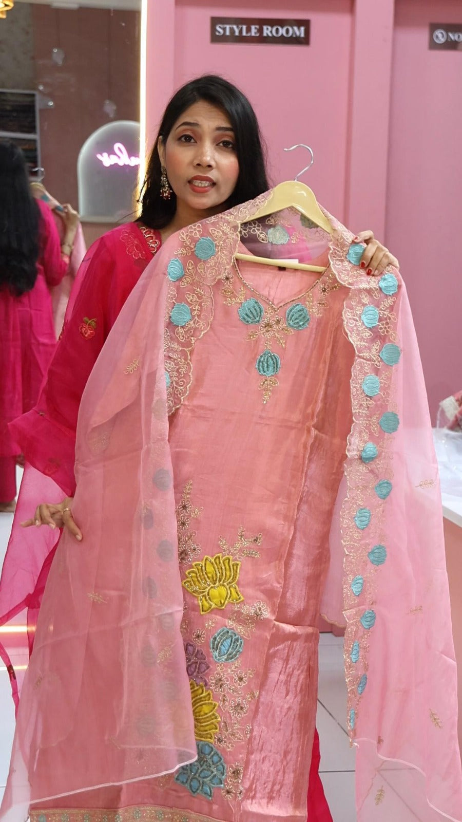 Premium pink shimmer designer salwar