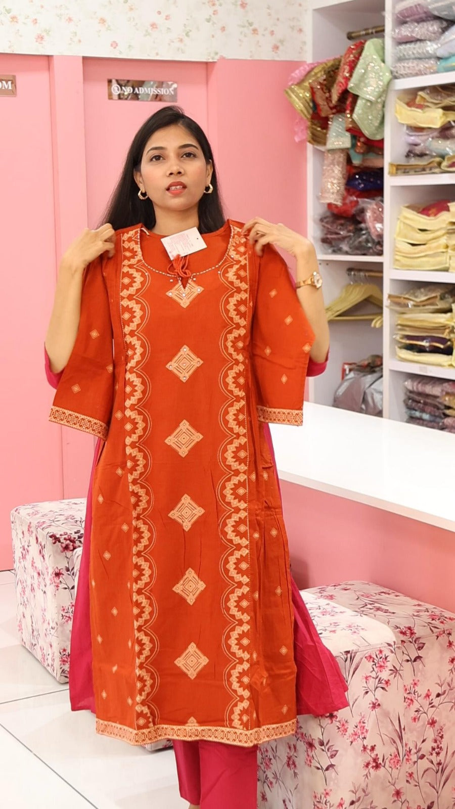 Trending orange cotton salwar