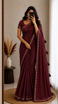 Maroon Bollywood Designer Georgette with heavy rhinestone work