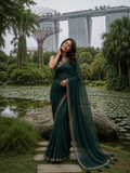 Mehandi Green Bollywood Designer Georgette with heavy rhinestone work