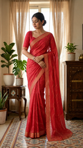 peach designer saree -CBG261