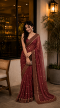 Maroon designer saree -CBG272
