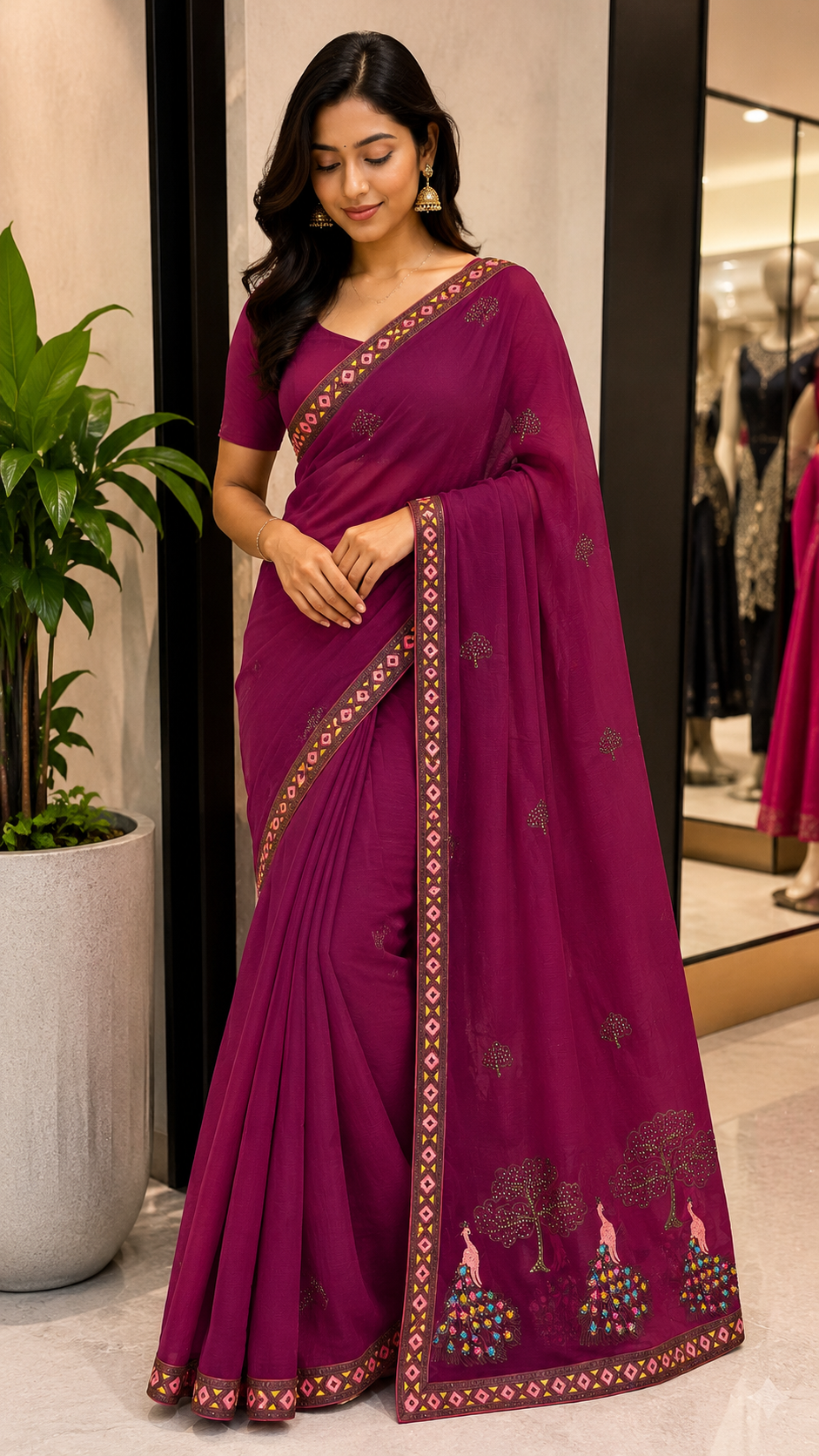 maroon Designer saree