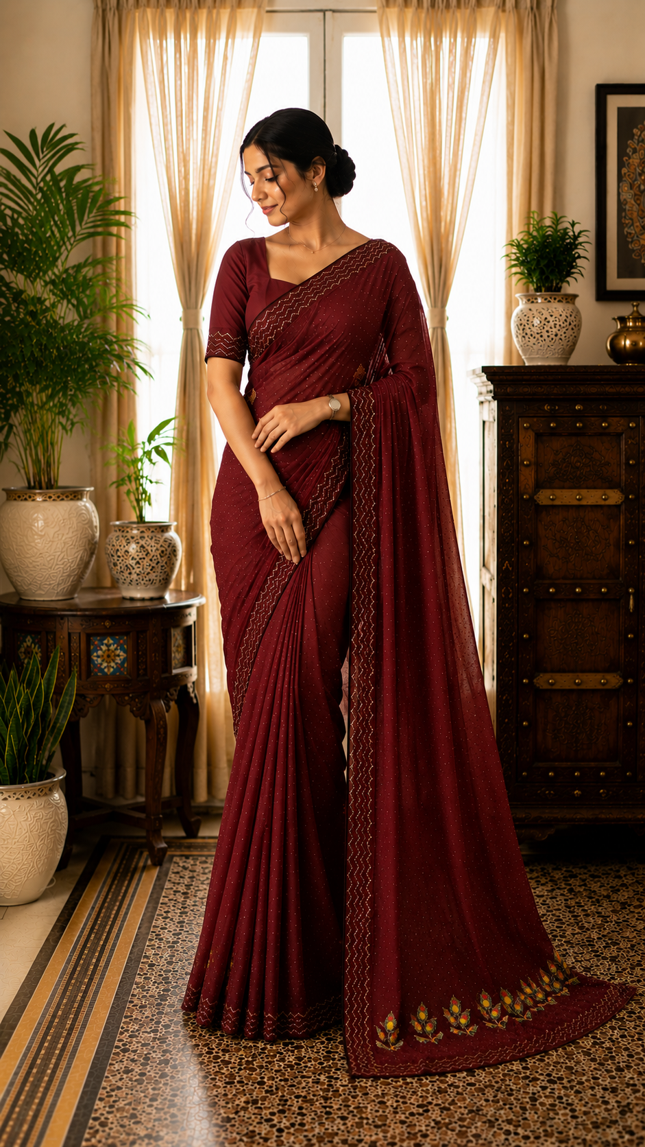 Maroon Designer Saree -CTD521