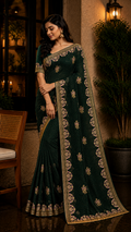 Peacock Green Shimmer Jimmi Joo with Rich Embroidary And Rainstone Work