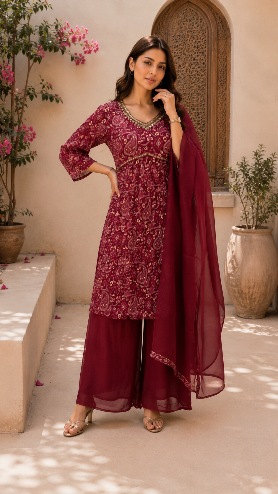 Majenta pink designer sharara suit -YCS115