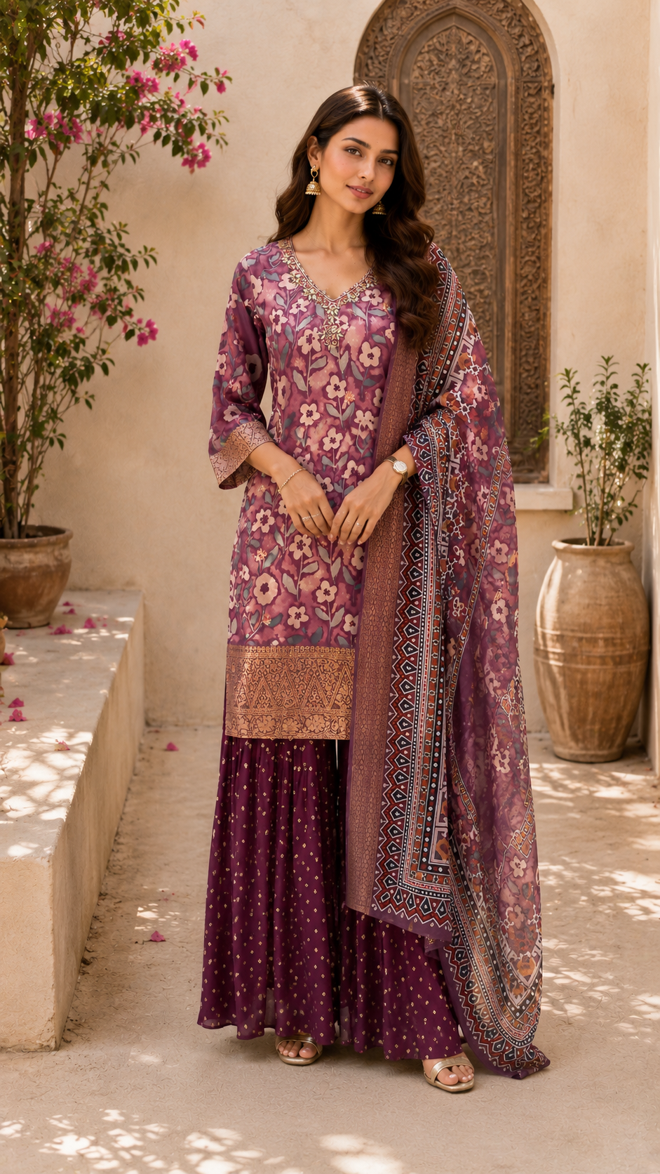 Purple Premium Banarasi silk sharara -  YCS118