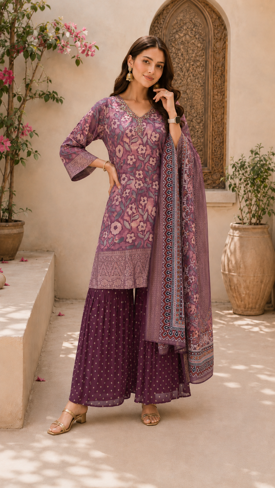 Purple Premium Banarasi silk sharara -  YCS118