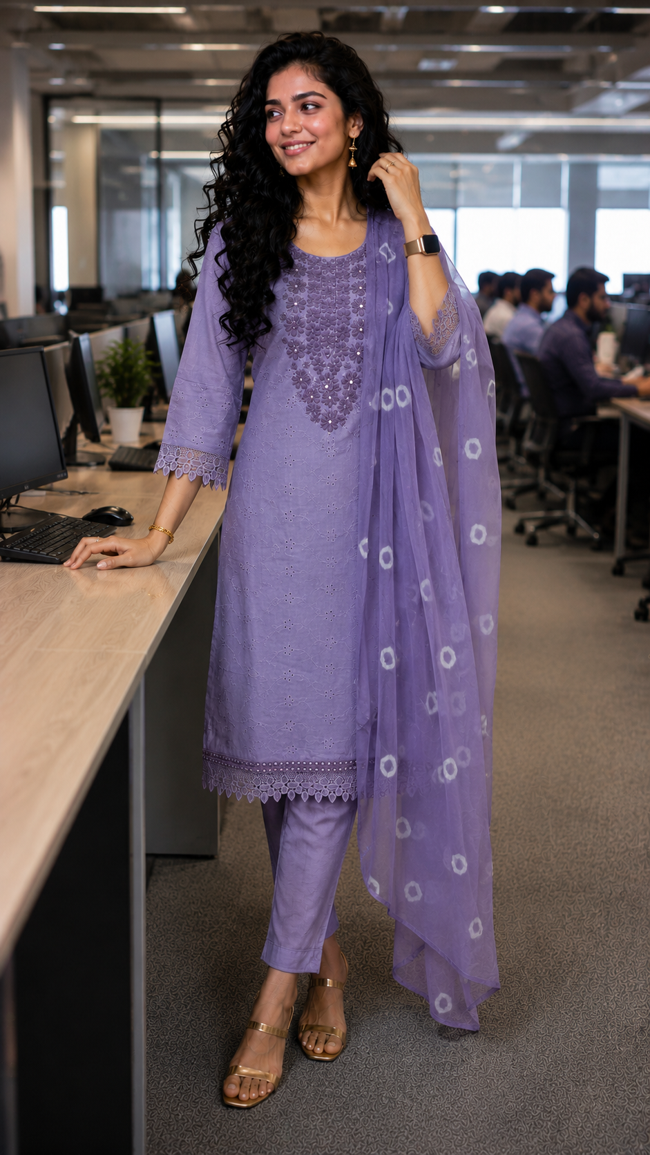 Purple Lucknowi work Hakoba Salwar -YCS250