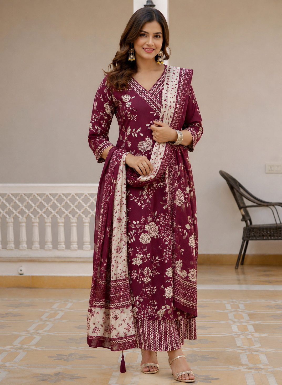 Maroon Anarkali Salwar - ycs267