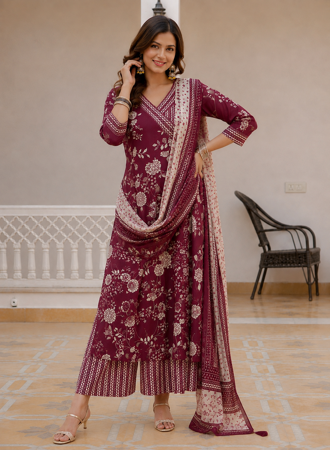 Maroon Anarkali Salwar - ycs267