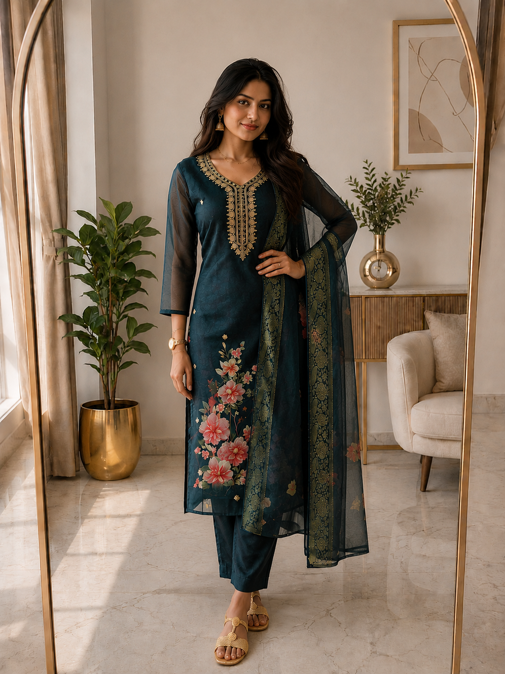 Premium Peacocok Blue Salwar