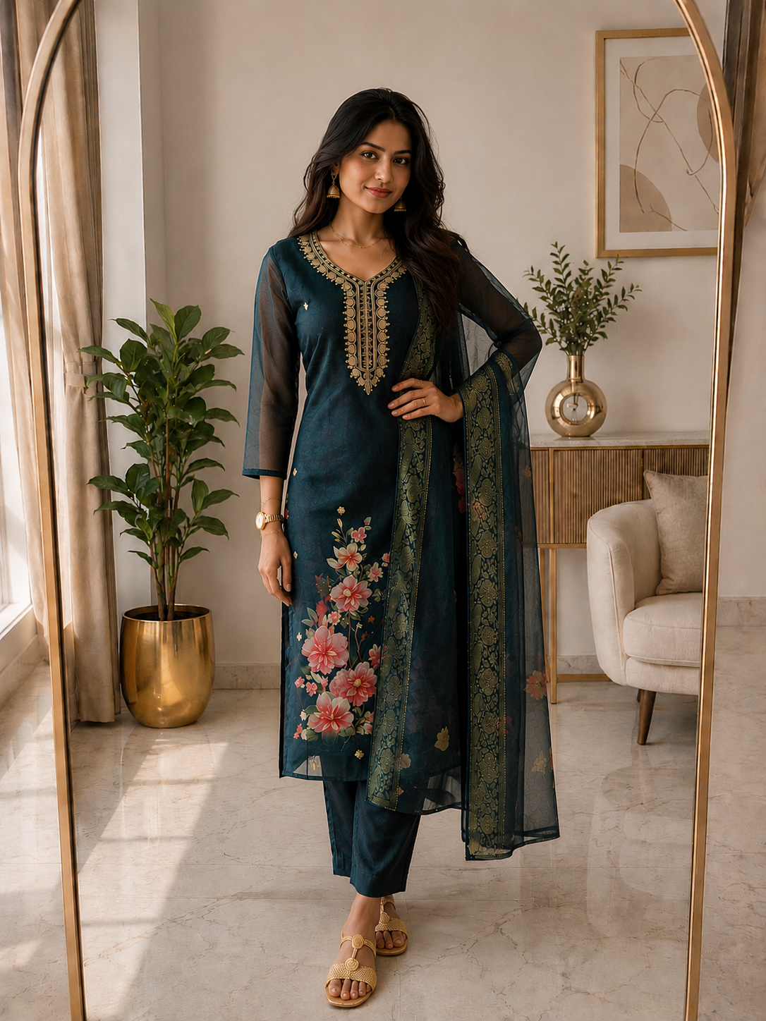 Premium Peacocok Blue Salwar