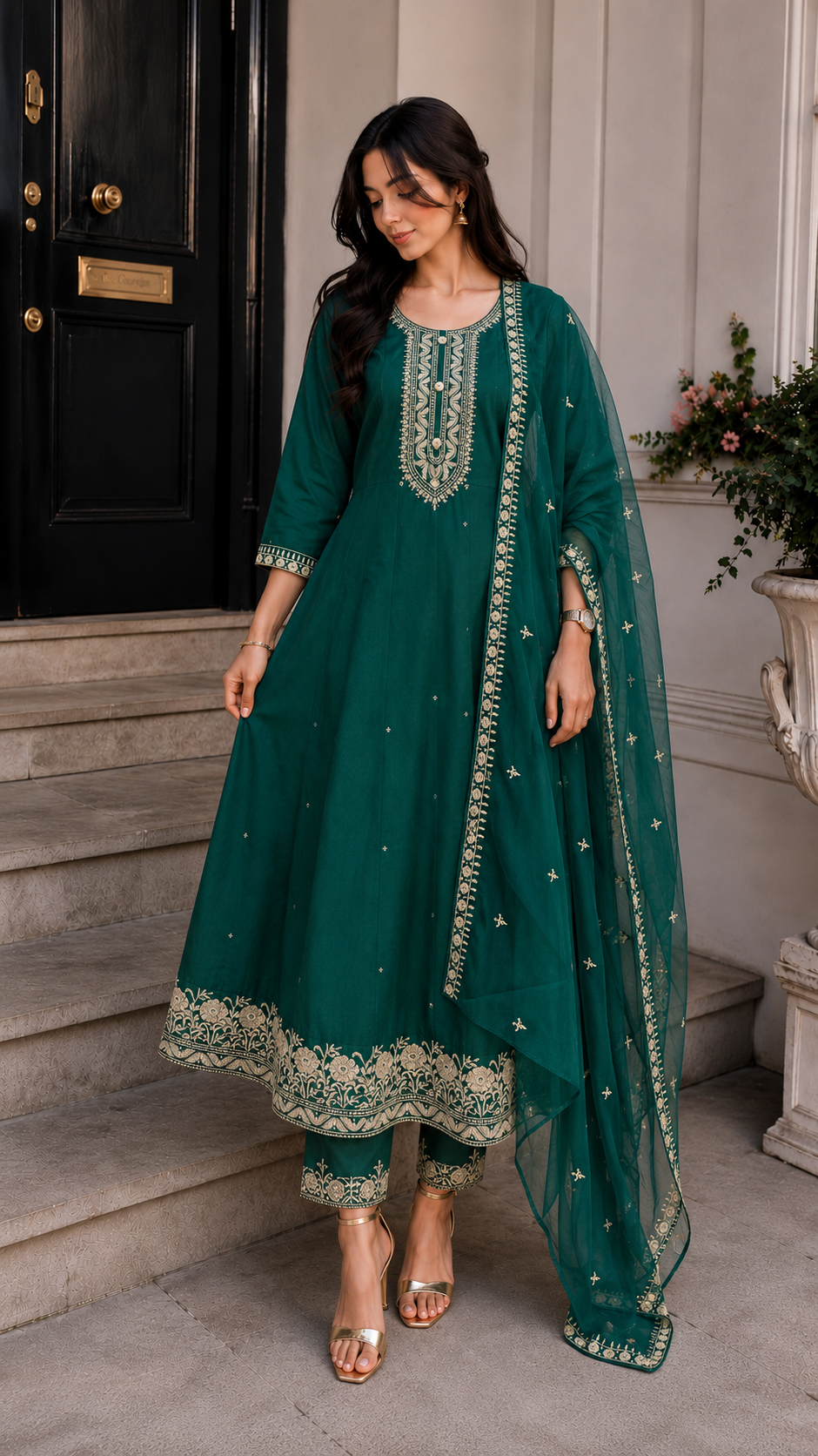 Premium Teal Green Anarkali Salwar
