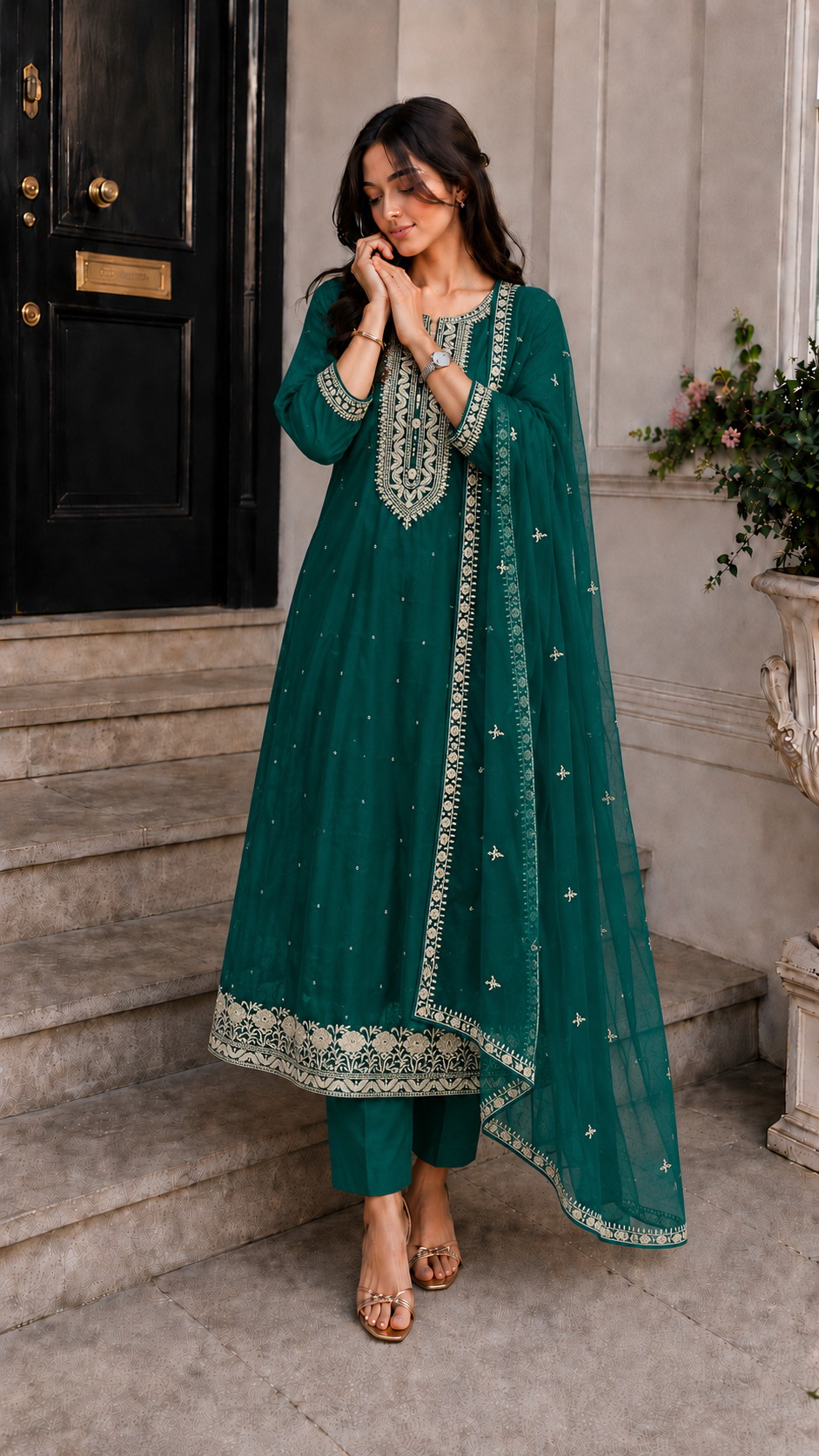 Premium Teal Green Anarkali Salwar