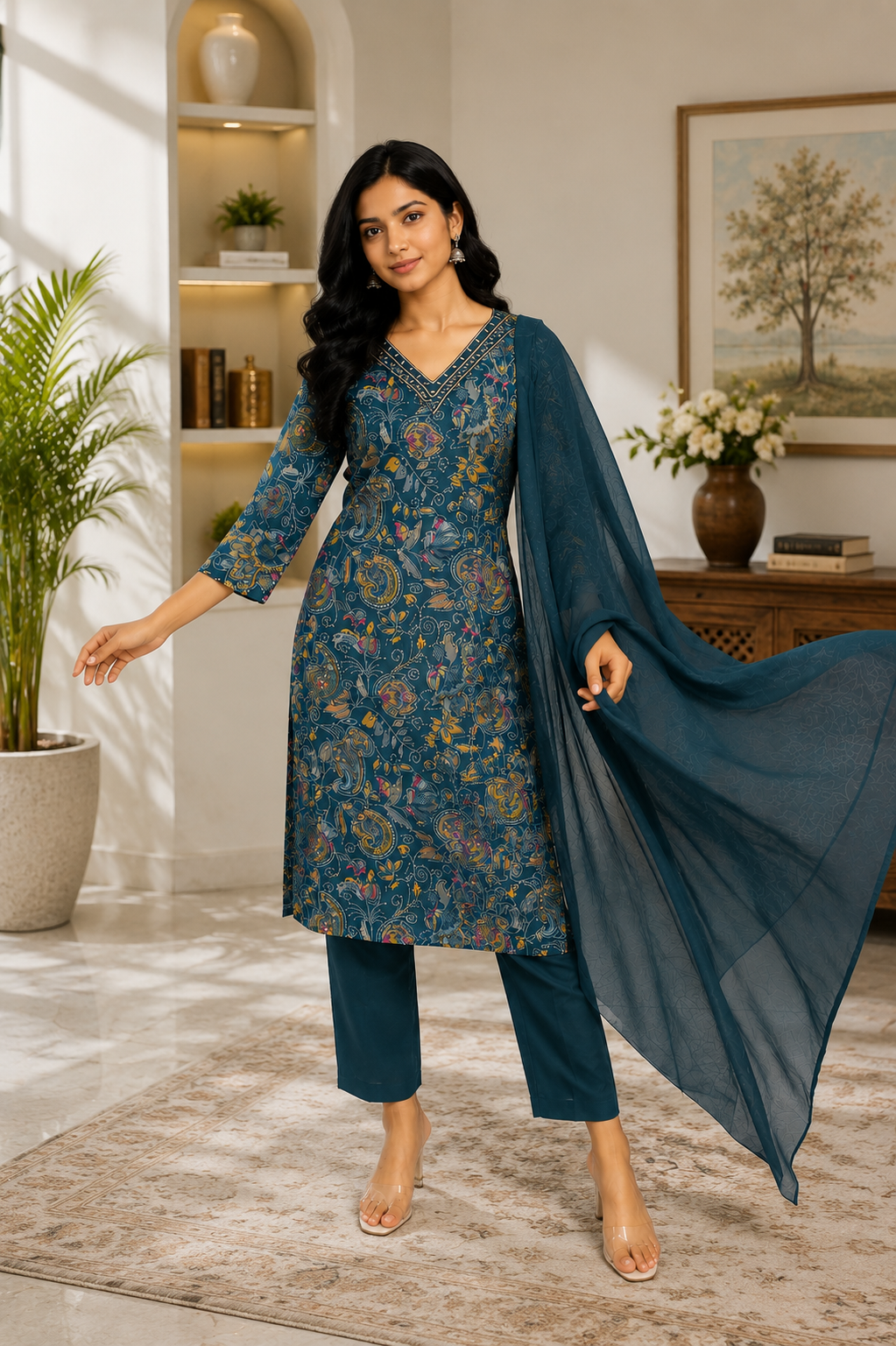 Green V neck Salwar ycs391