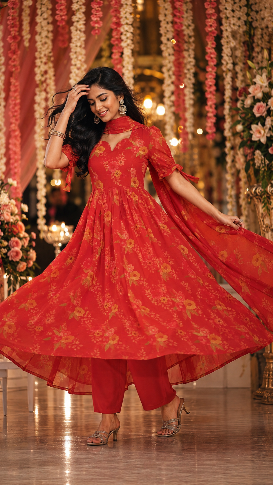 Orange Georgette Dress with Dhupatta - YCS437