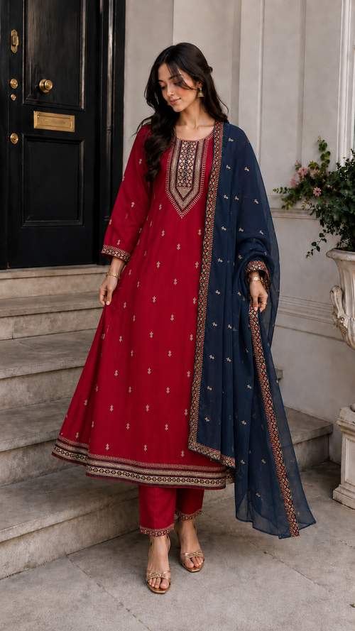 Pink WIth Green Anarkali salwar