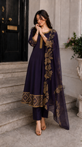 Premium Purple designer long dress with elegant dhuppatta