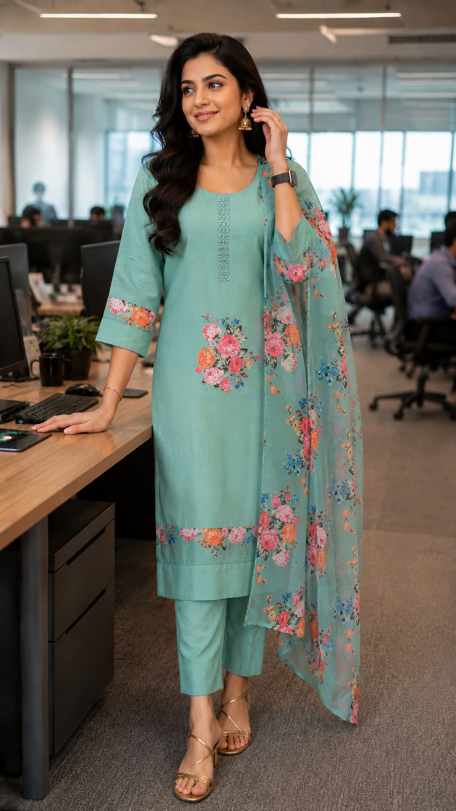 Ice Blue muslin salwar