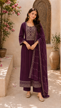 Wine Premium Partywear Anarkali suit
