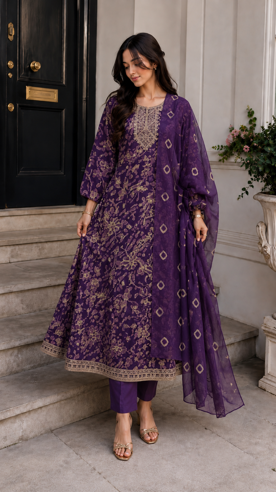 purple vertican anarkali -YCS922