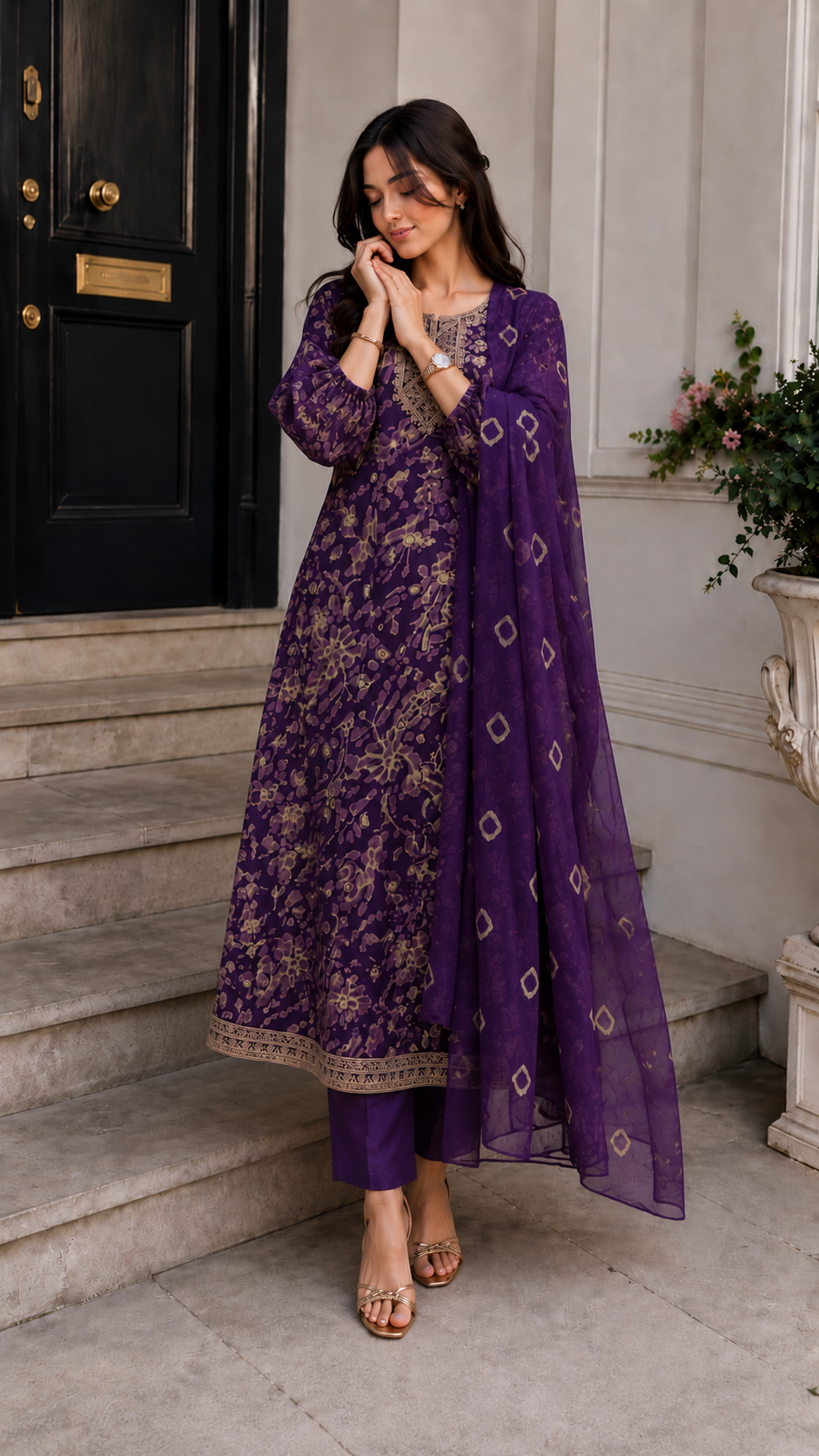 purple vertican anarkali -YCS922