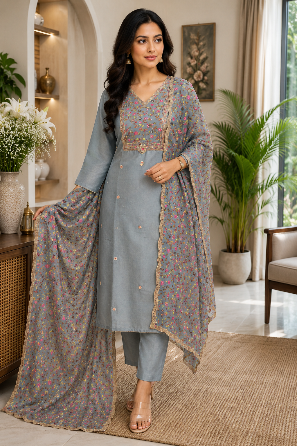 Premium Gray Muslin Salwar - YFS197