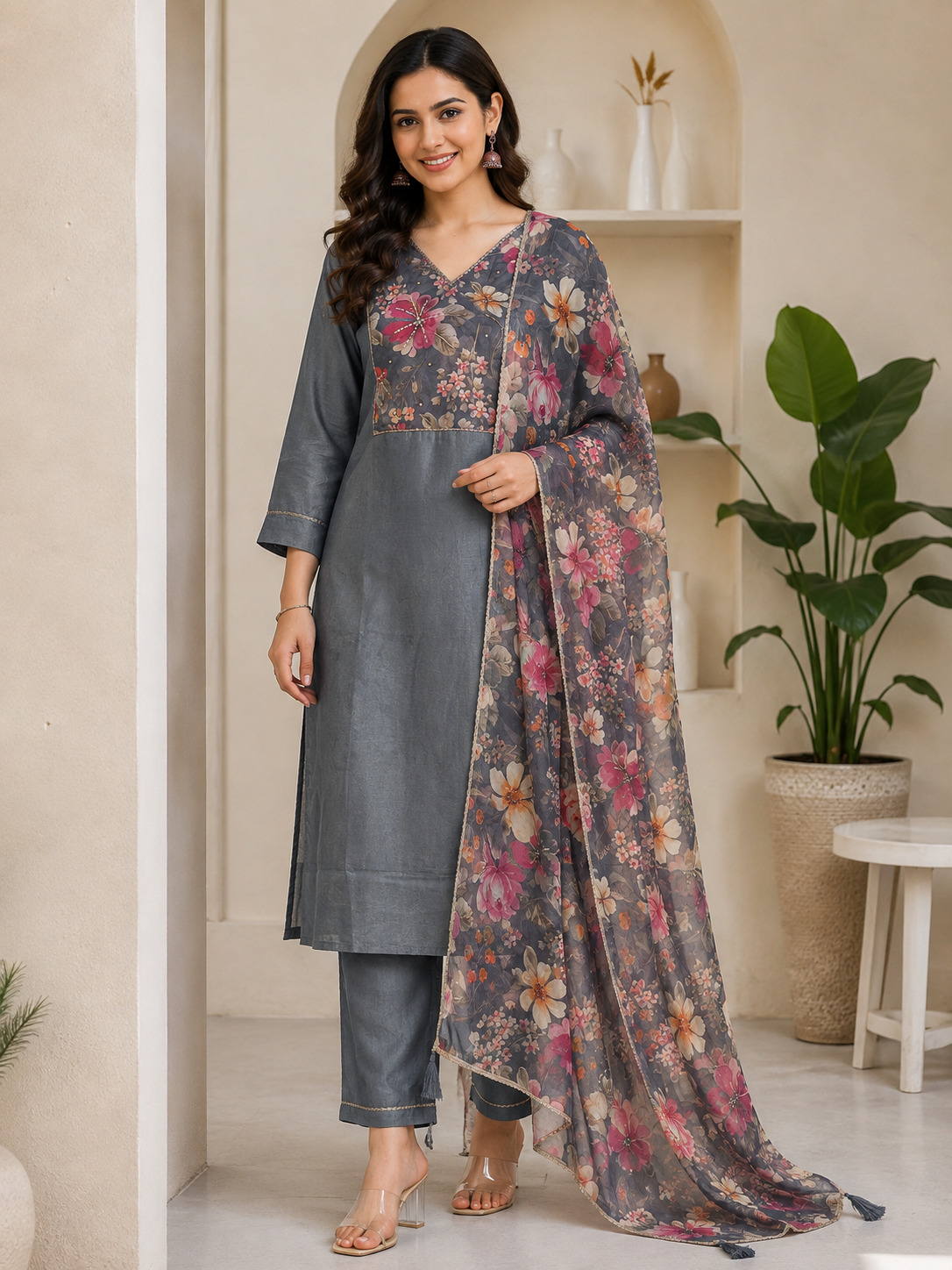 Gray Partywear salwar - YFS230