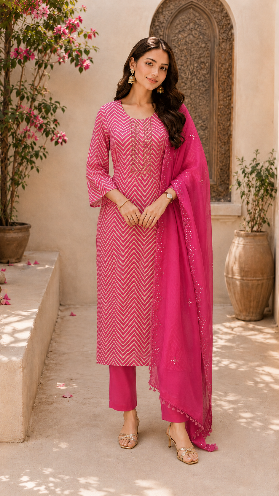 Premium Pure Muslin Pink Salwar - YFS30