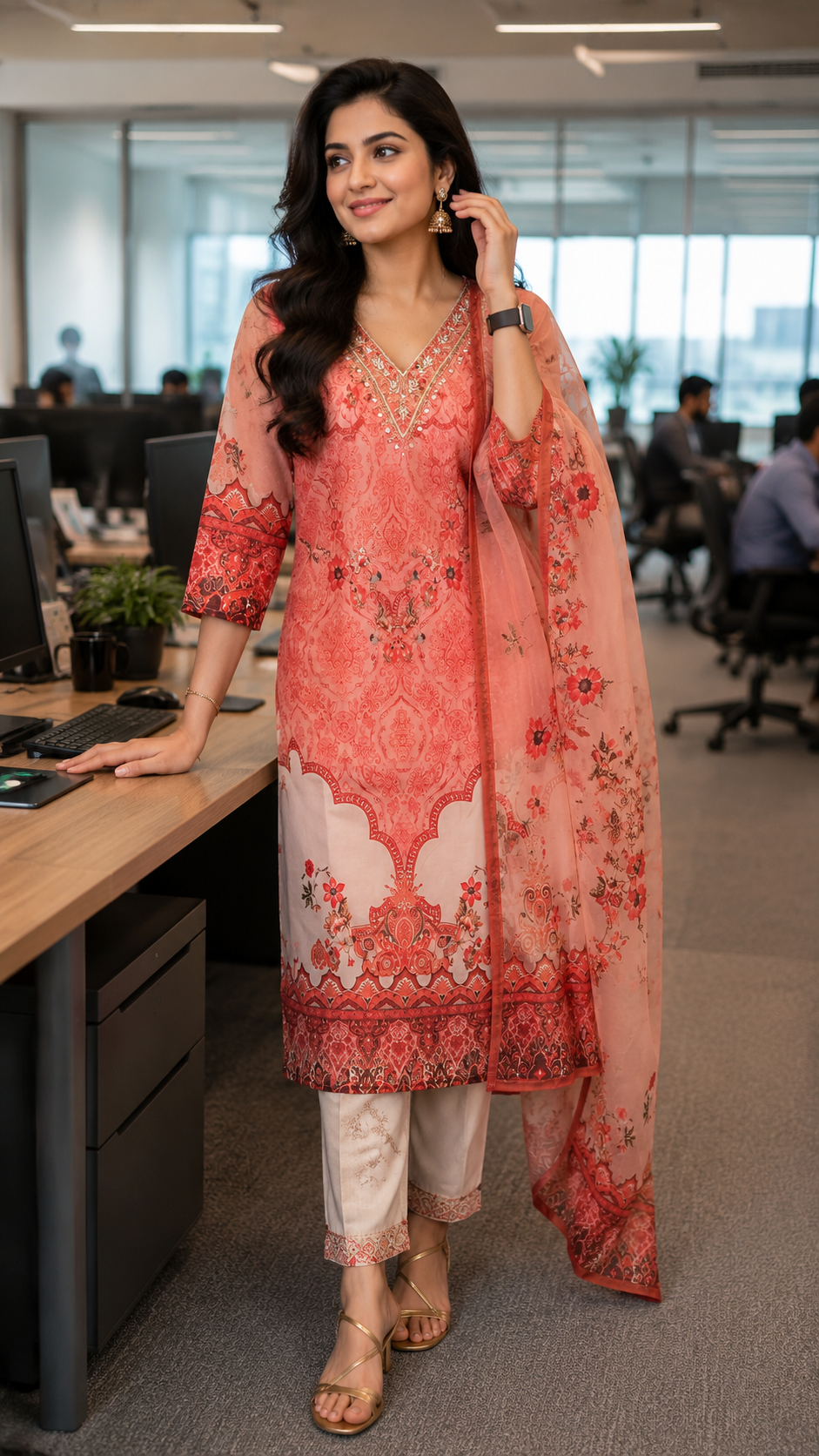 Peach Soft Musline Salwar