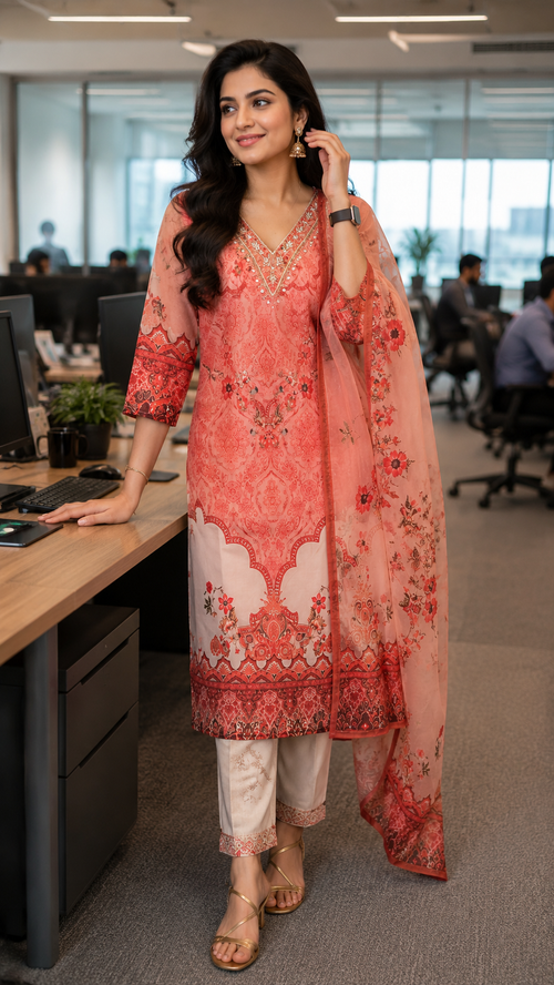 Peach Soft Musline Salwar