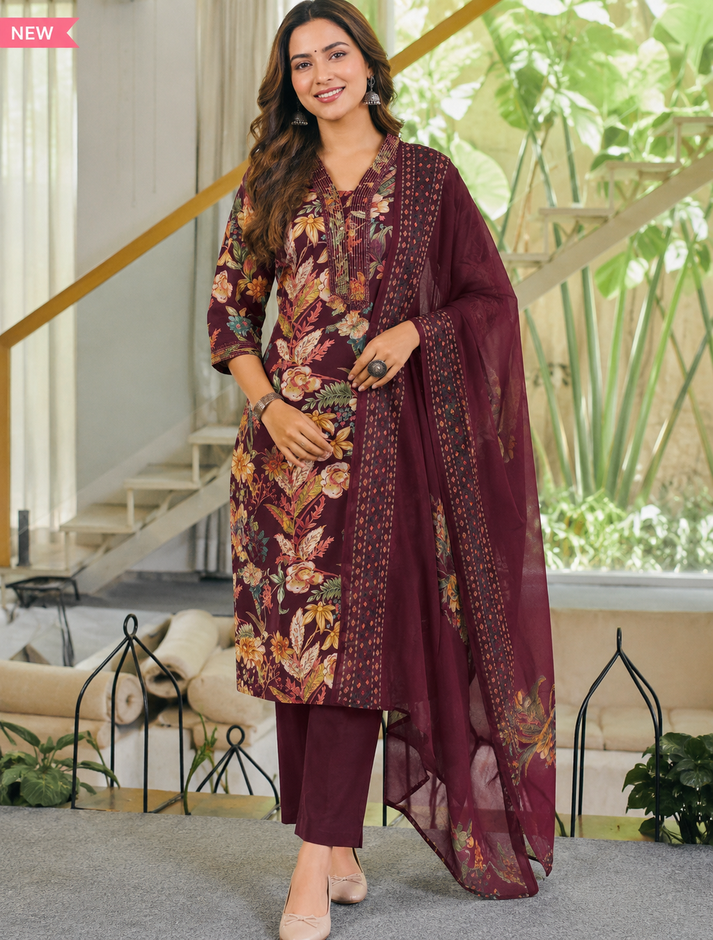 wine  salwar set - yfs350