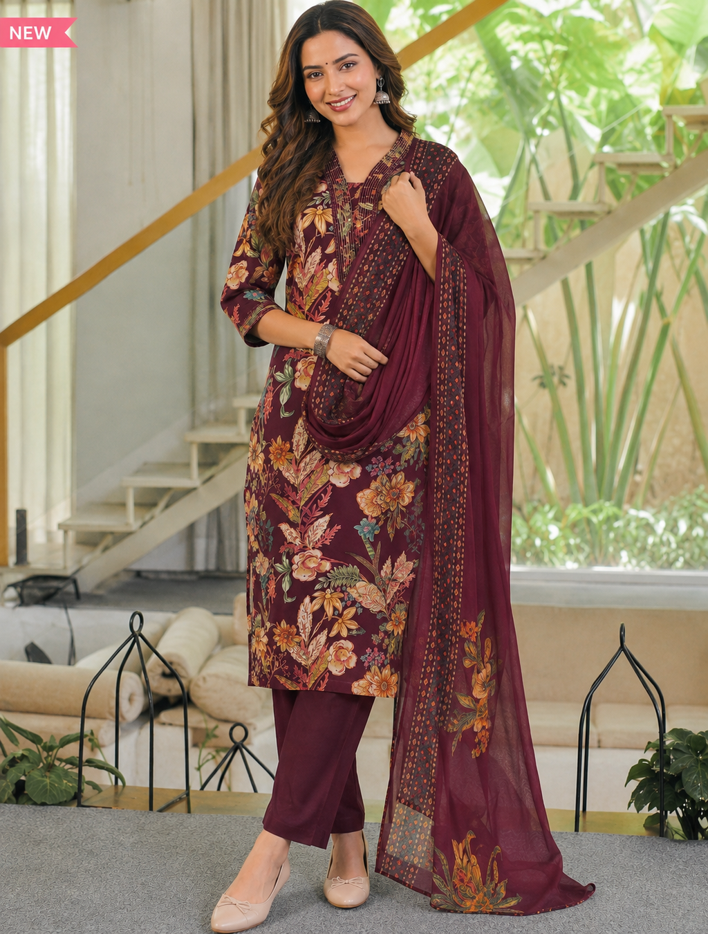 wine  salwar set - yfs350
