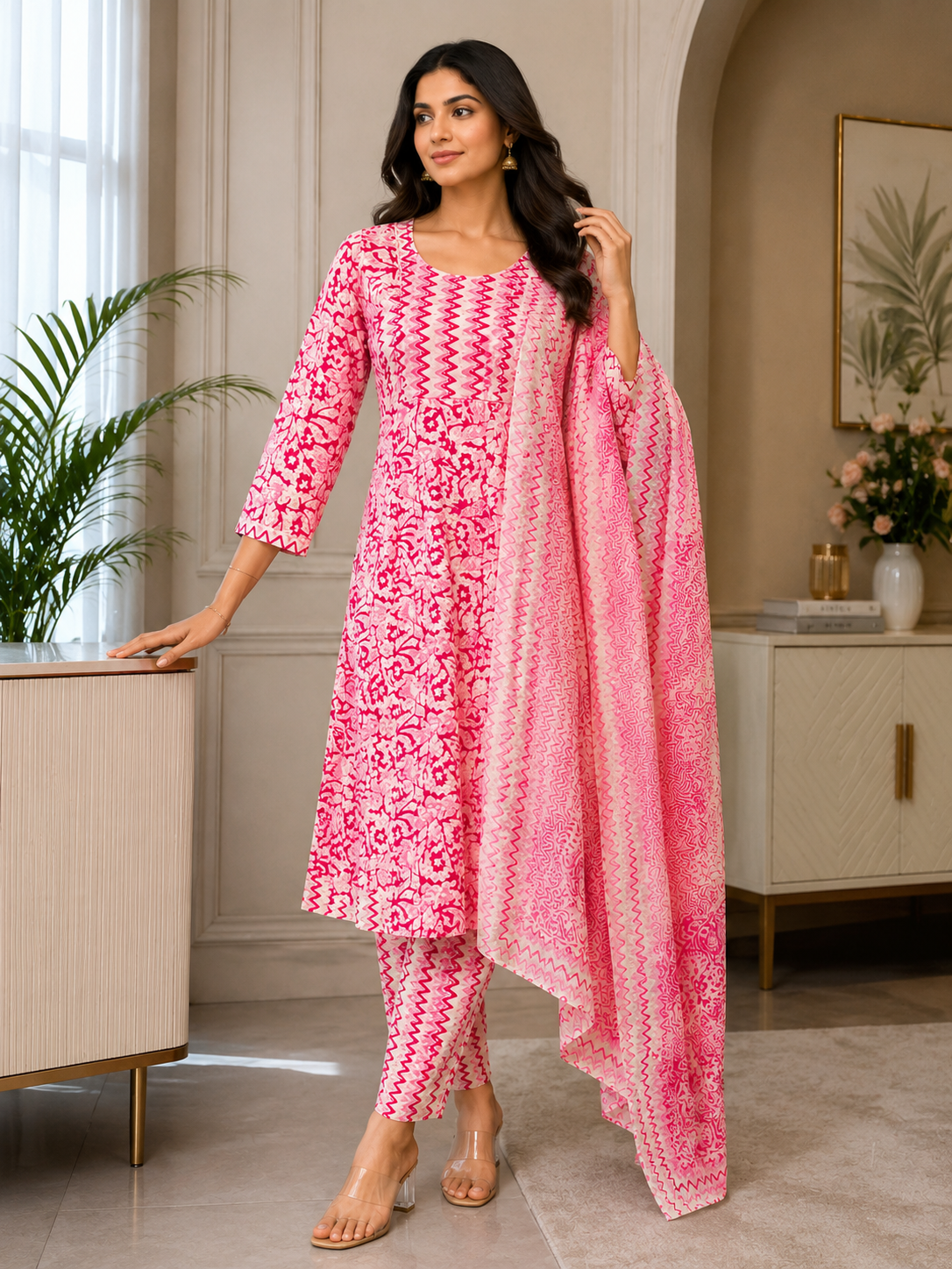white baby pink snarkali salwar  yfs543