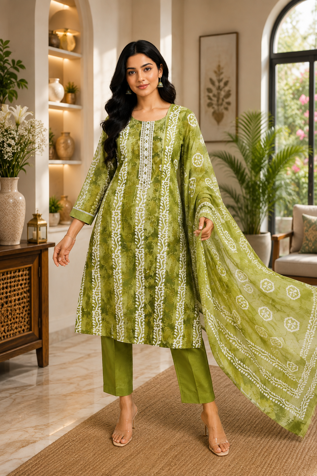 Trending mint green bandhini salwar YFS618