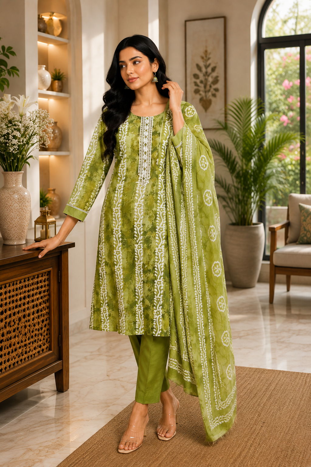 Trending mint green bandhini salwar YFS618