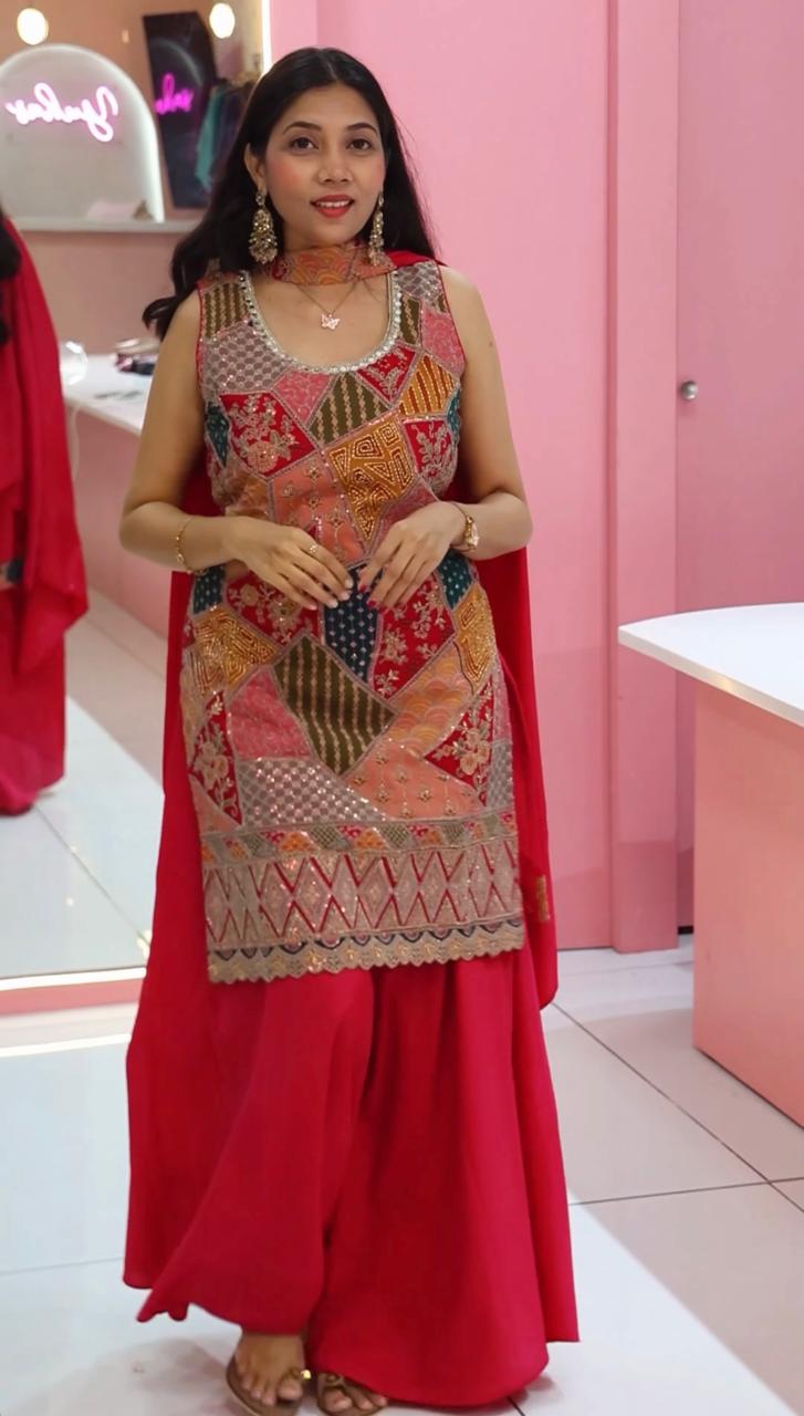 Pink multicolor work sharara