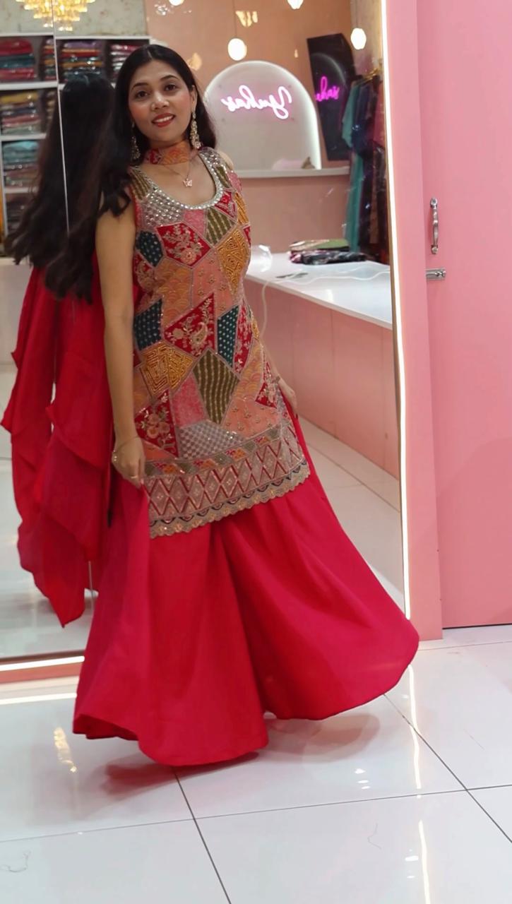 Pink multicolor work sharara