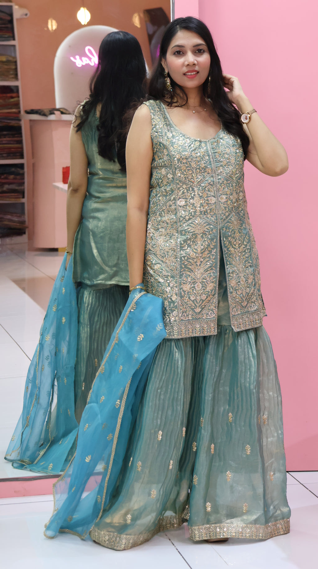 Premium Persian Green Sharara- YVS208