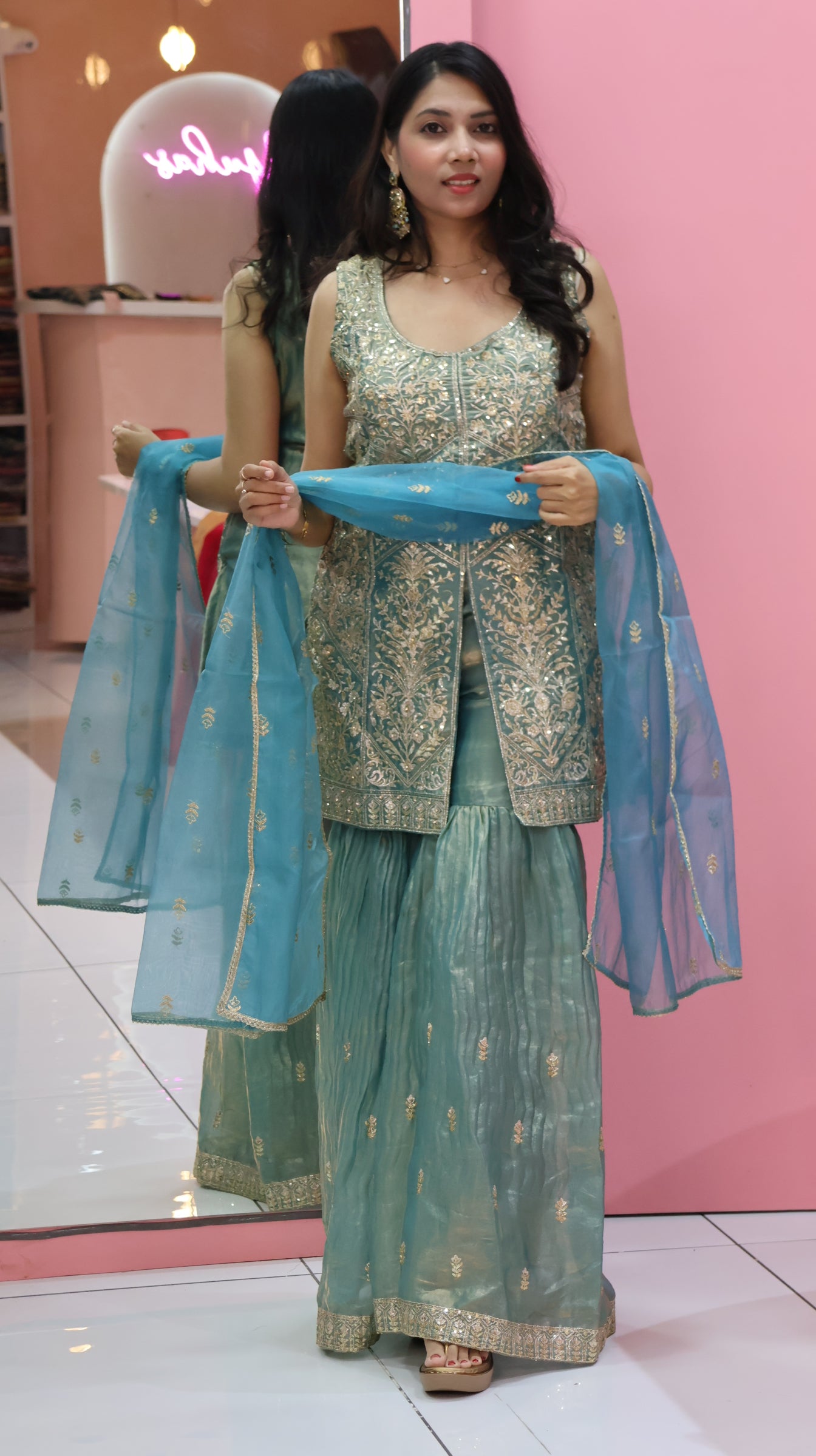 Premium Persian Green Sharara- YVS208