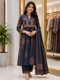 Pure Cotton Blue Anarkali - YVS238